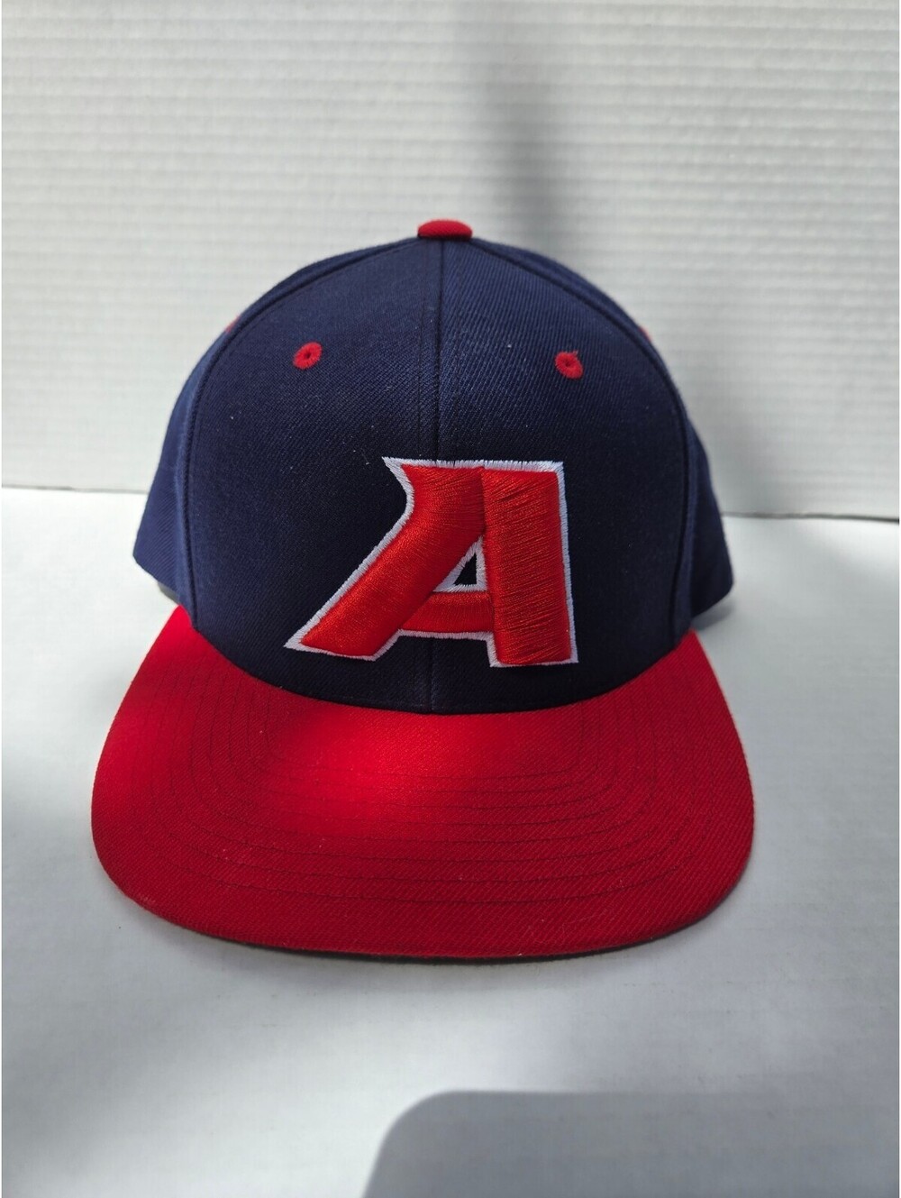 Vintage 90s Yupoong The Classics Atlanta A Snapback Hat Navy Red Green Underbrim